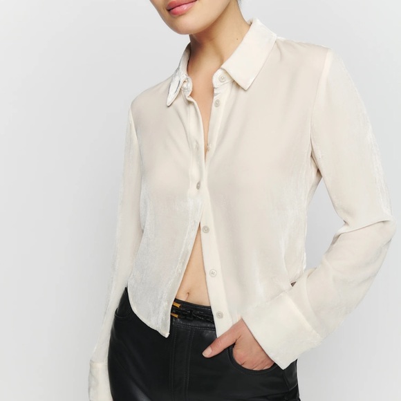 Reformation Cam Velvet Top Size S White - Picture 1 of 9